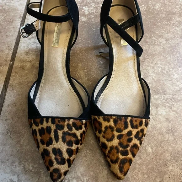 Louise et Cie Black and Leopard Print Heels - Picture 1 of 7